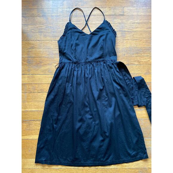 LOFT Black Pleated Summer Dress w/Fabric Belt sz 6 - Picture 7 of 16